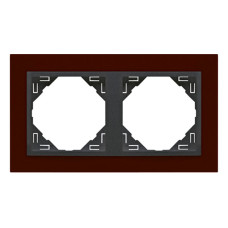 Рамка подвійна ANIMATO  метал червоний / металік графіт, 90920 TBS