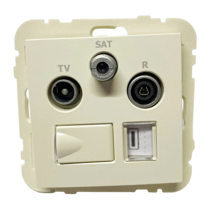 Розетка мультимедійна R-TV-SAT-RJ45 (Cat.6), слонова кістка	  21544 TMF