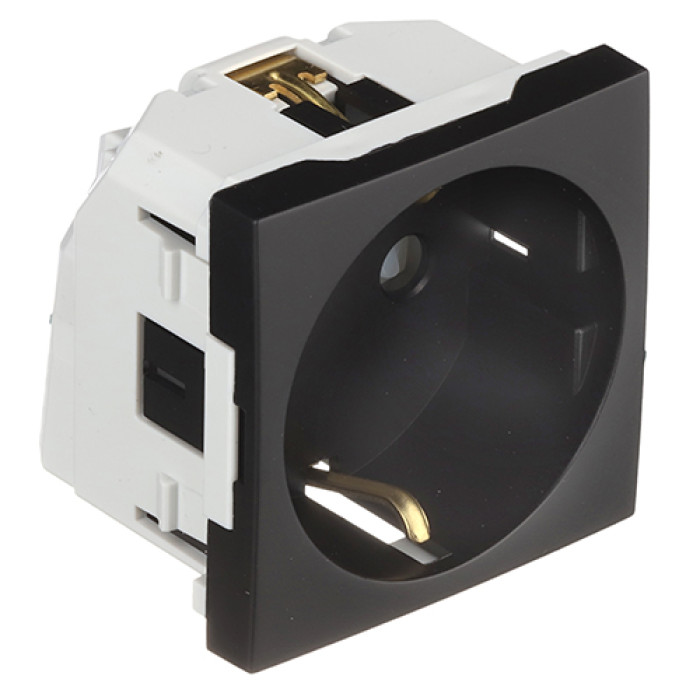 Розетка одинарна з заземленням EFAPEL QUADRO 2 MOD 16А, 250V, чорний матовий, 45129 SPM