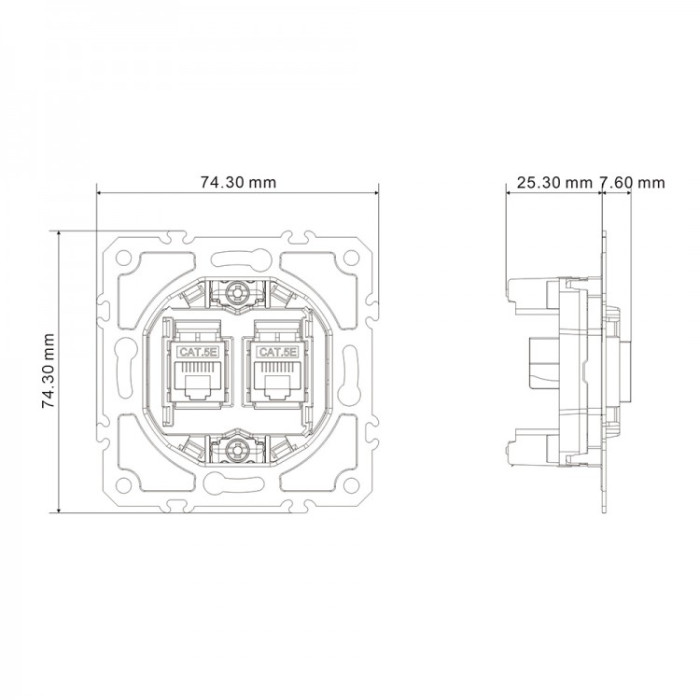 Розетка комп'ютерна подвійна Ardero ER152PC-B Soft чорна