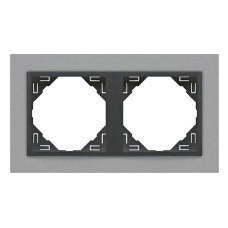 Рамка подвійна ANIMATO  метал алюміній / металік графіт, 90920 TAS