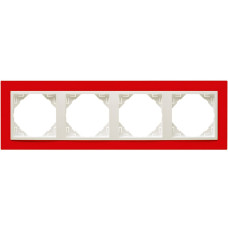 Рамка 4-кратна ANIMATO  червоний / металік крижаний, 90940 TVG