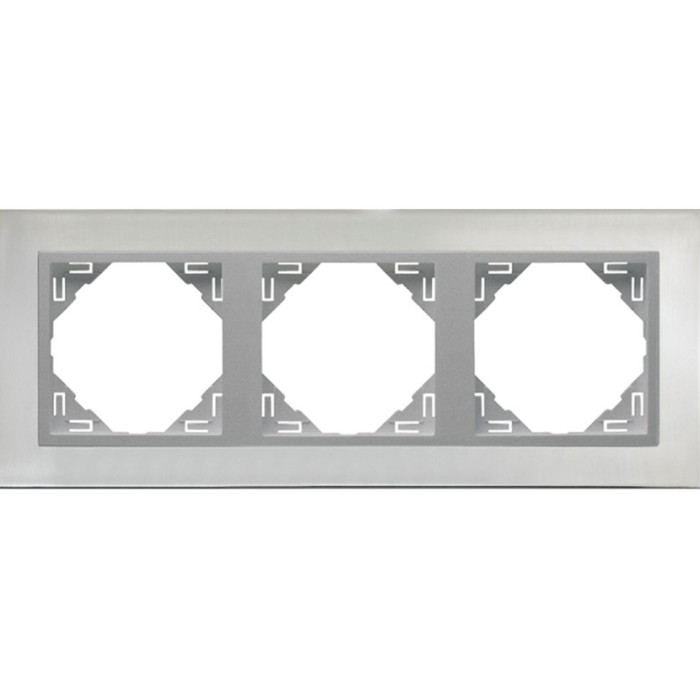 Рамка потрійна універсальна LOGUS Сталь з пласт. вставкою алюміній, 90930 TIA