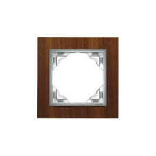 Рамка одинарна універсальна LOGUS Горіх з пласт. вставкою алюміній, 90910 TNA