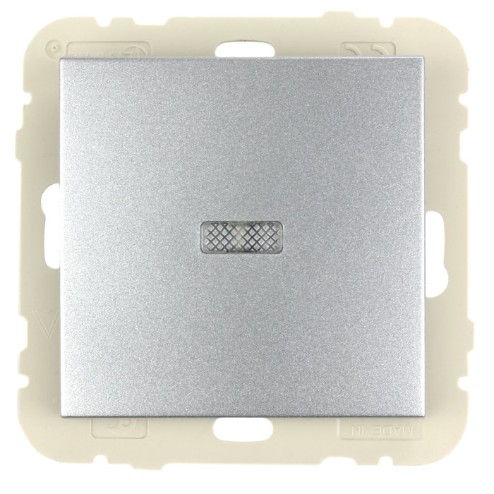 Вимикач 1кл. LOGUS 10АХ, 250V з підсвіткою, металік алюмінієвий	 21012 TAL