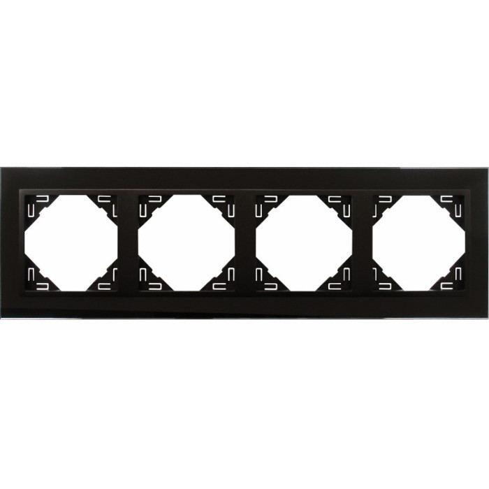 Рамка одинарна універсальна LOGUS Склокераміка  чорна з пласт. чорний матовий, 90940 TEP