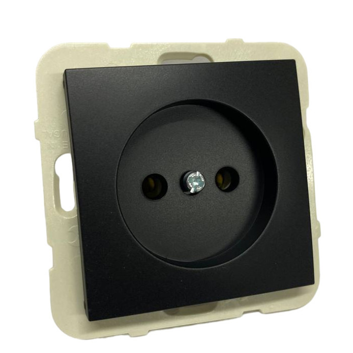 Розетка одинарна без з/к LOGUS 16А, 250V, чорний матовий	 21121 TPM