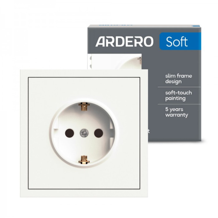 Розетка Ardero ER121-W Soft 16А із заземленням біла