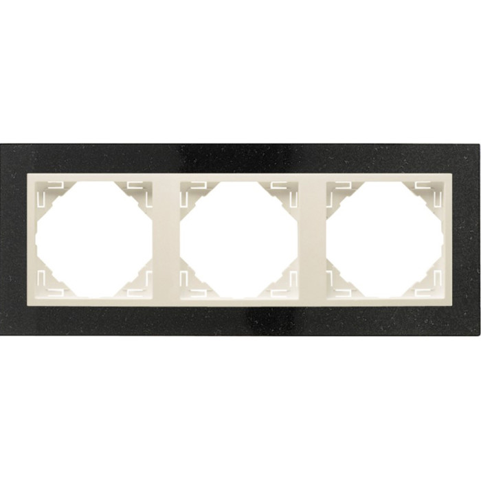Рамка потрійна універсальна LOGUS Граніт з пласт. вставкою перламутр, 90930 TGP
