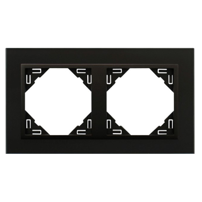 Рамка подвійна універсальна LOGUS Склокераміка чорна з пласт. чорний матовий, 90920 TEP