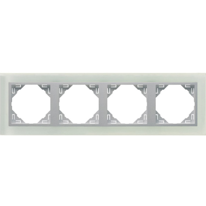 Рамка 4-кратна універсальна LOGUS Склокераміка з пласт. вставкою алюміній, 90940 TCA