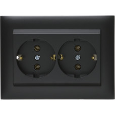 Розетка подвійна з з/к LOGUS 250V/16A чорний матовий 	90331 TPM