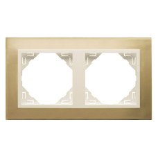 Рамка подвійна універсальна LOGUS Золото з пласт. вставкою перламутр, 90920 TOP