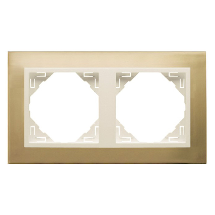 Рамка подвійна універсальна LOGUS Золото з пласт. вставкою перламутр, 90920 TOP