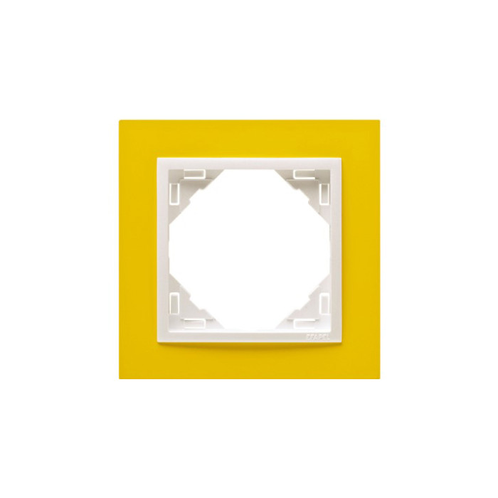 Рамка одинарна ANIMATO жовтий / металік крижаний, 90910 TRG