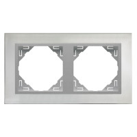 Рамка подвійна універсальна LOGUS Сталь з пласт. вставкою алюміній, 90920 TIA
