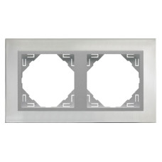 Рамка подвійна універсальна LOGUS Сталь з пласт. вставкою алюміній, 90920 TIA