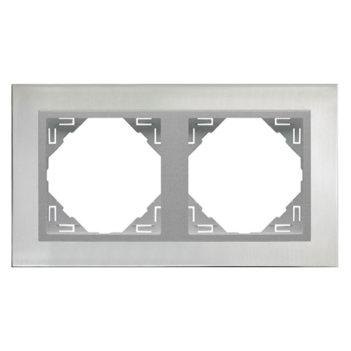 Рамка подвійна універсальна LOGUS Сталь з пласт. вставкою алюміній, 90920 TIA