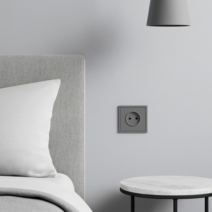 Розетка Ardero ER111-G Soft 16А без заземлення сіра