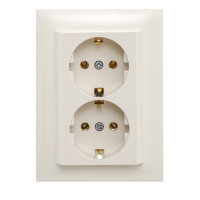 Розетка подвійна з з/к LOGUS 250V/16A слонова кістка 90331 TMF