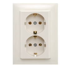 Розетка подвійна з з/к LOGUS 250V/16A слонова кістка 90331 TMF