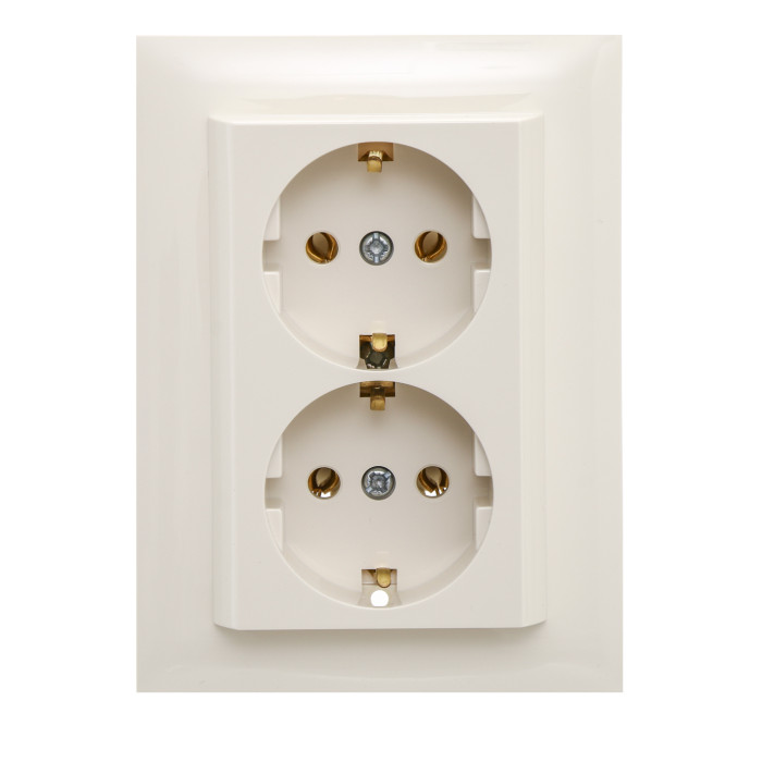 Розетка подвійна з з/к LOGUS 250V/16A слонова кістка 90331 TMF