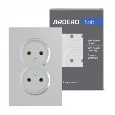 Розетка подвійна Ardero ER112-S Soft 16А без заземлення срібна