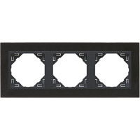 Рамка потрійна універсальна LOGUS Нікель з пласт. вставкою графіт, 90930 TQS