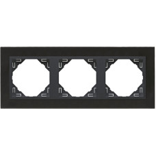 Рамка потрійна універсальна LOGUS Нікель з пласт. вставкою графіт, 90930 TQS