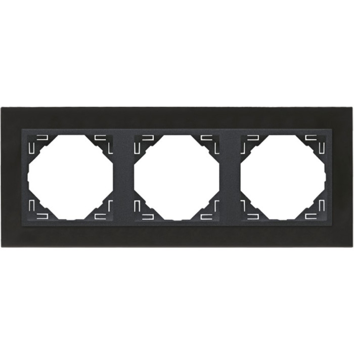 Рамка потрійна універсальна LOGUS Нікель з пласт. вставкою графіт, 90930 TQS