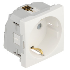 Розетка одинарна з заземленням EFAPEL QUADRO 2 MOD 16А, 250V, білий глянцевий, 45129 SBR