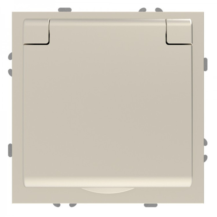 Розетка Ardero ER131-C Soft 16А із заземленням кришкою та шторками шампань