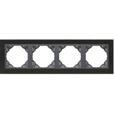 Рамка 4-кратна універсальна LOGUS Нікель з пласт. вставкою графіт, 90940 TQS