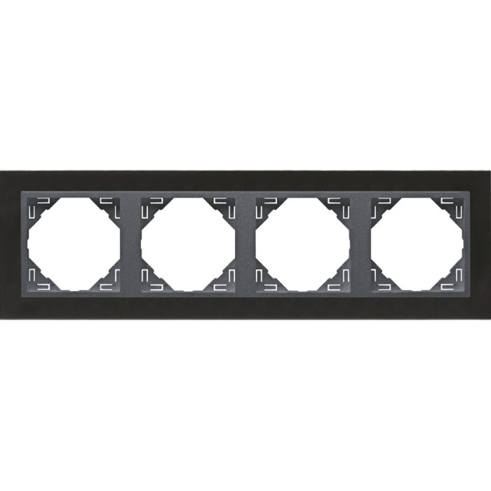 Рамка 4-кратна універсальна LOGUS Нікель з пласт. вставкою графіт, 90940 TQS