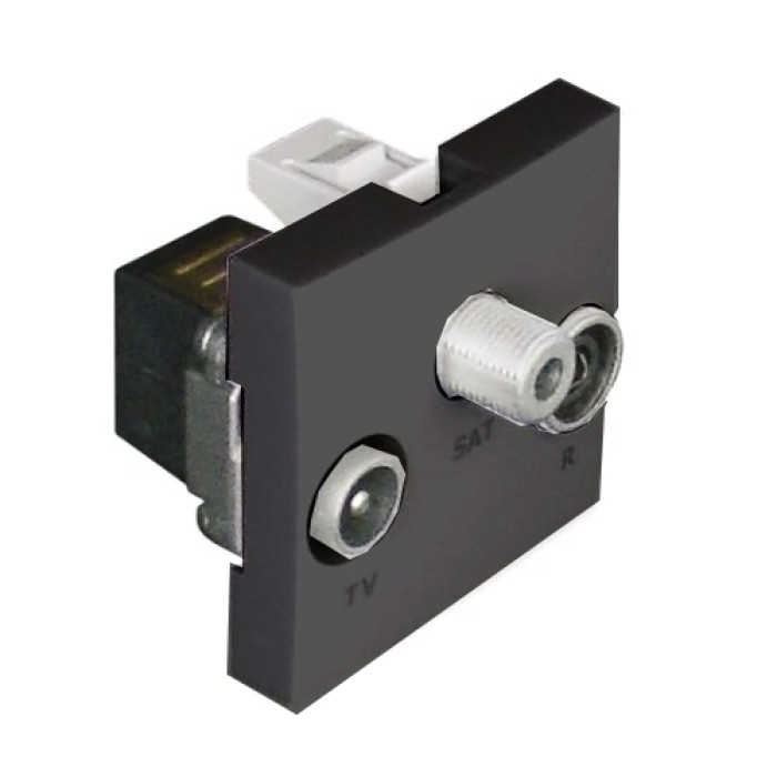 Розетка телевізійна кінцева EFAPEL QUADRO 2 MOD TV-R-SAT, чорний матовий, 45543 SPM