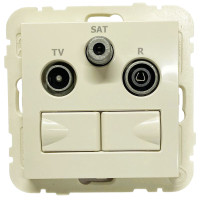 Розетка мультимедійна R-TV-SAT-2xRJ45 (Cat.6) подвійна, слонова кістка	 21546 TMF