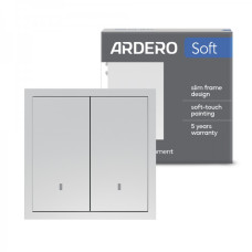 Вимикач 2-клавішний Ardero EV112L-S Soft 10А з підсвіткою срібний
