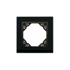 Рамка одинарна універсальна LOGUS Склокераміка чорна з пласт. вставкою чорний матовий, 90910 TEP