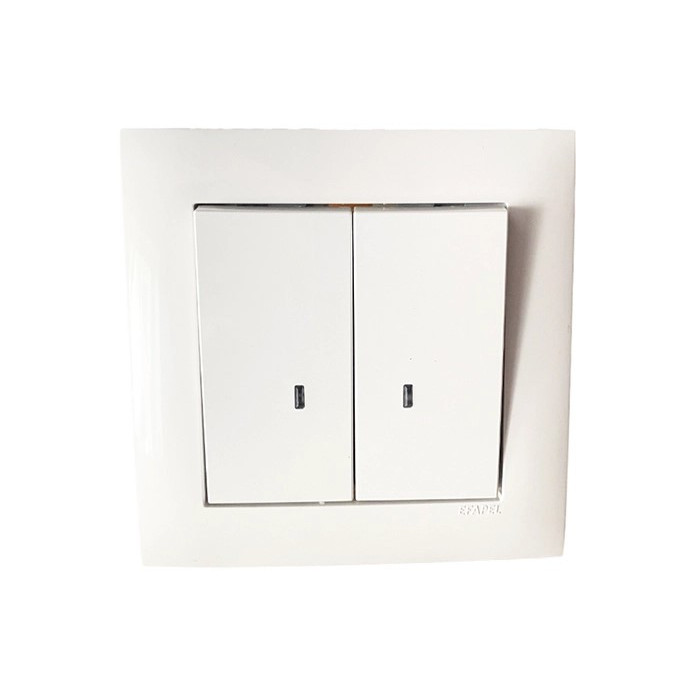 Вимикач 2кл. з підсвіткою LOGUS 10АХ, 250V білий