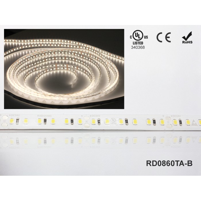 LED стрічка RISHANG 60-2835-12V-IP20 4.8W 505Lm 3000K 50м (RD0860TA-B-WW_50)