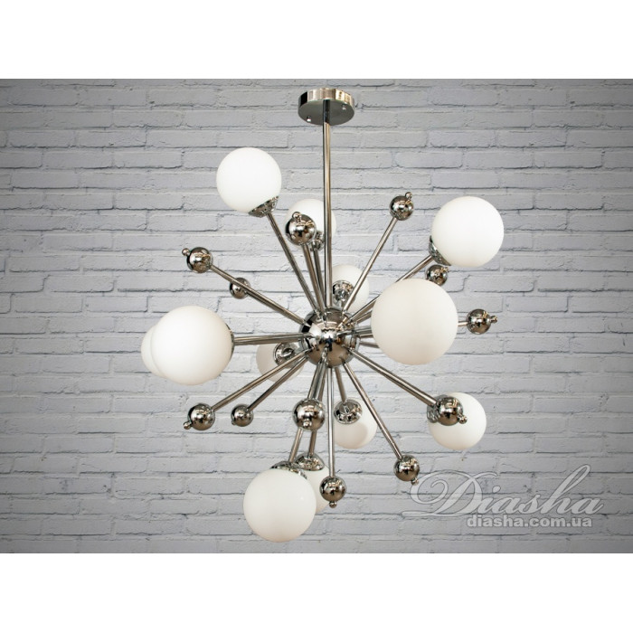 Люстра у стилі Loft - "Молекула" на 12 ламп, колір хром