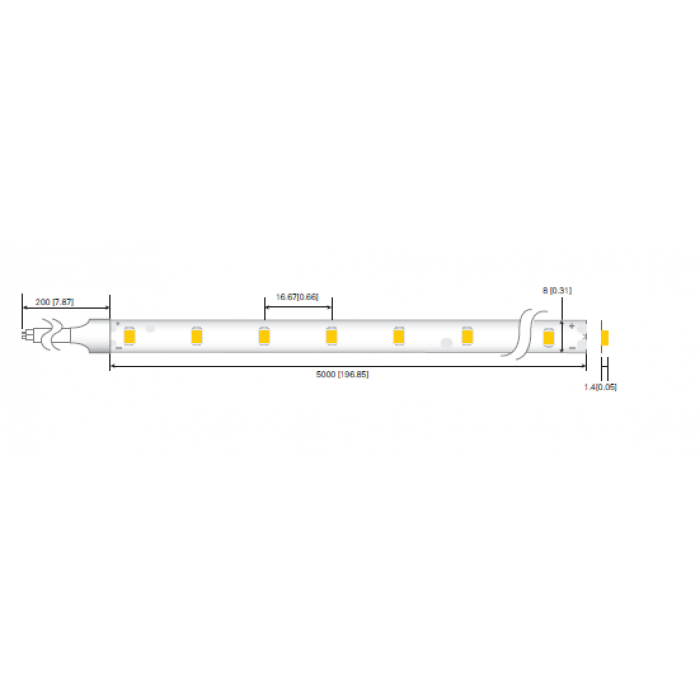 LED стрічка RISHANG 60-2835-12V-IP20 4.8W 505Lm 3000K 50м (RD0860TA-B-WW_50)
