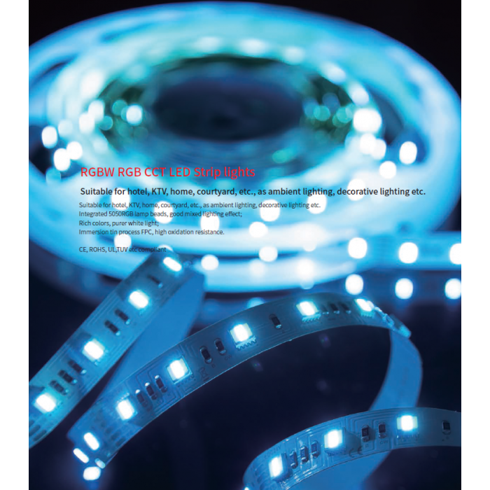 LED стрічка RISHANG 60-5050-24V-IP20 12.9/4.7W RGB+2700K 5м (RD0260AC-A)