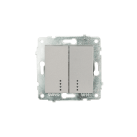 Механізм вимикача 2-клв. з підсвіткою Grano срібло/12/120, Срібло, Механізм вимикача з підсвіткою