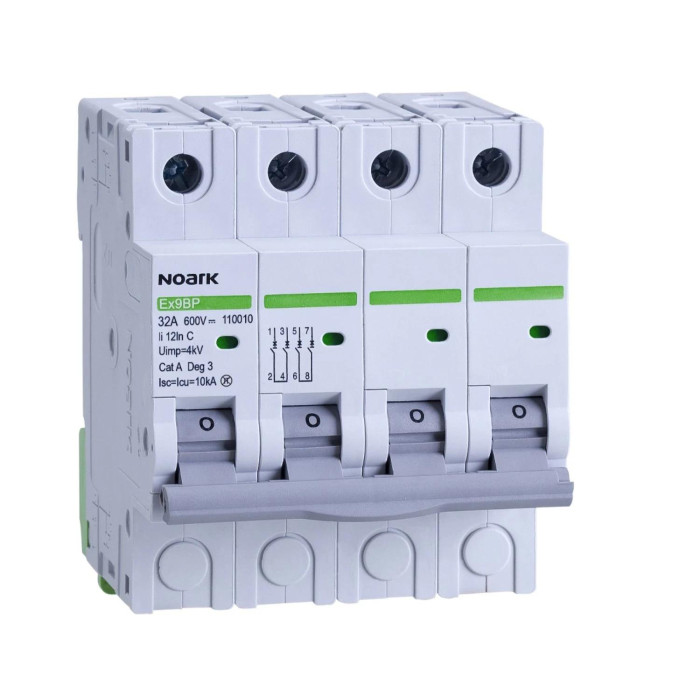 DC Автоматичний вимикач 10 kA, хар-ка K, 2 A, 600 V DC, 4 полюси