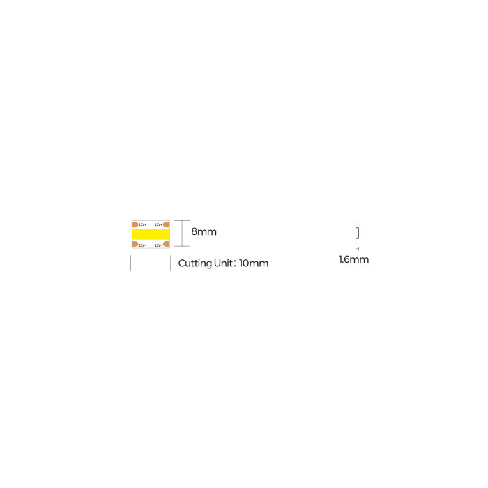 LED стрічка COLORS COB-12V-IP20 8W 720Lm 3000K 2,5м (DF8-12V-8mm-WW)