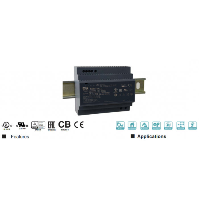 Блок живлення Mean Well на DIN-рейку 135.6W DC12V (HDR-150-12)