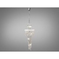 Вражаюча, сучасна каскадна кришталева люстра на 21 лампу, хром