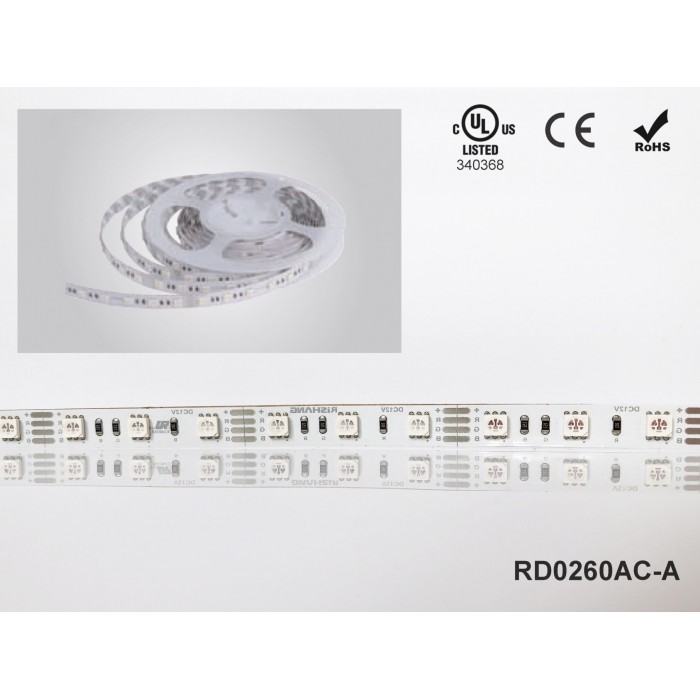 LED стрічка RISHANG 60-5050-24V-IP20 12.9/4.7W RGB+2700K 5м (RD0260AC-A)