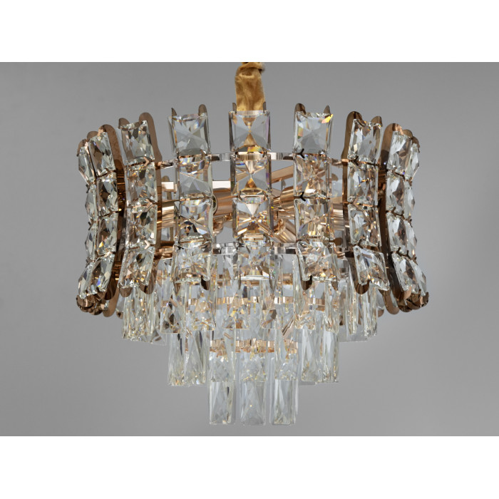 Елітна новинка, красива кришталева люстра в спальню на 7 ламп, золото